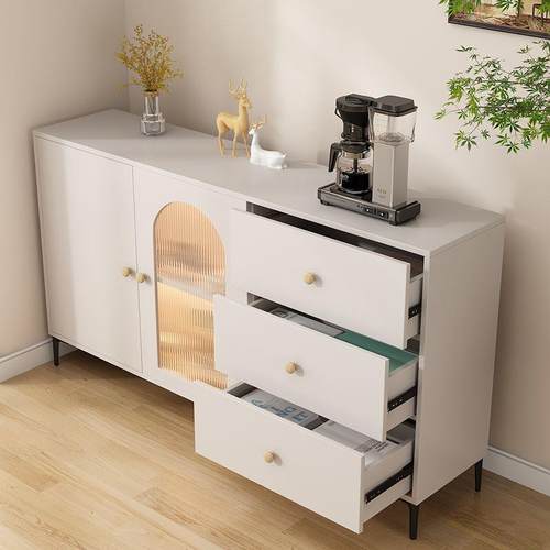 奶油风木餐边柜斗柜靠墙收纳储物柜GVX轻奢厨橱柜茶水实柜现房代