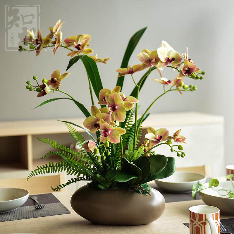 仿真花手感PU蝴蝶兰盆景盆栽花艺客厅高档假花桌面装饰花摆件婚庆