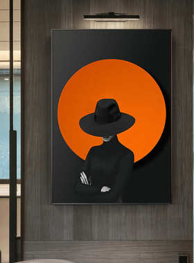 日出橙色装饰画简约北欧客厅沙发背景墙创意黑白人物抽象餐厅挂画