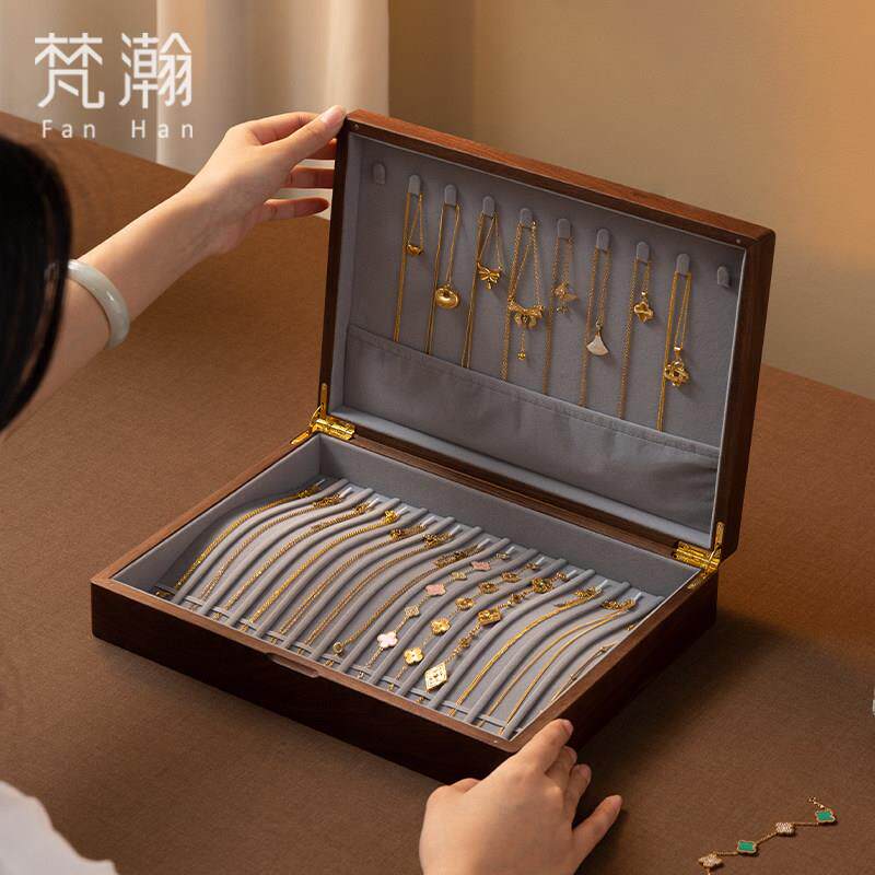 梵瀚 实木项炼收纳盒防打结专用珍珠吊坠首饰展示脚炼 炼 手錬收