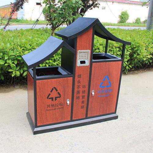 室外环卫收纳箱不锈钢果皮箱房屋式景观镀锌垃圾桶公园景区街道