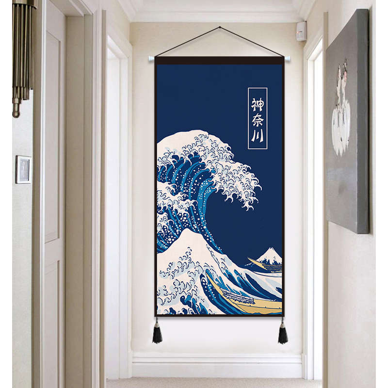 日式餐厅装饰画和风浮世绘布艺挂画日料店居酒屋玄关壁画墙画挂毯图片