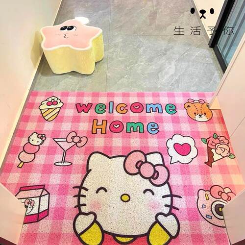 生活予你格子猫咪家用入户门地垫进门玄关门垫可裁剪刮泥蹭土脚垫