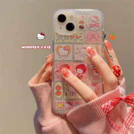 HelloKitty可爱少女心适用iphone15promax手机壳闪粉苹果14高级感13promax硅胶女14pro网红12防摔11全包