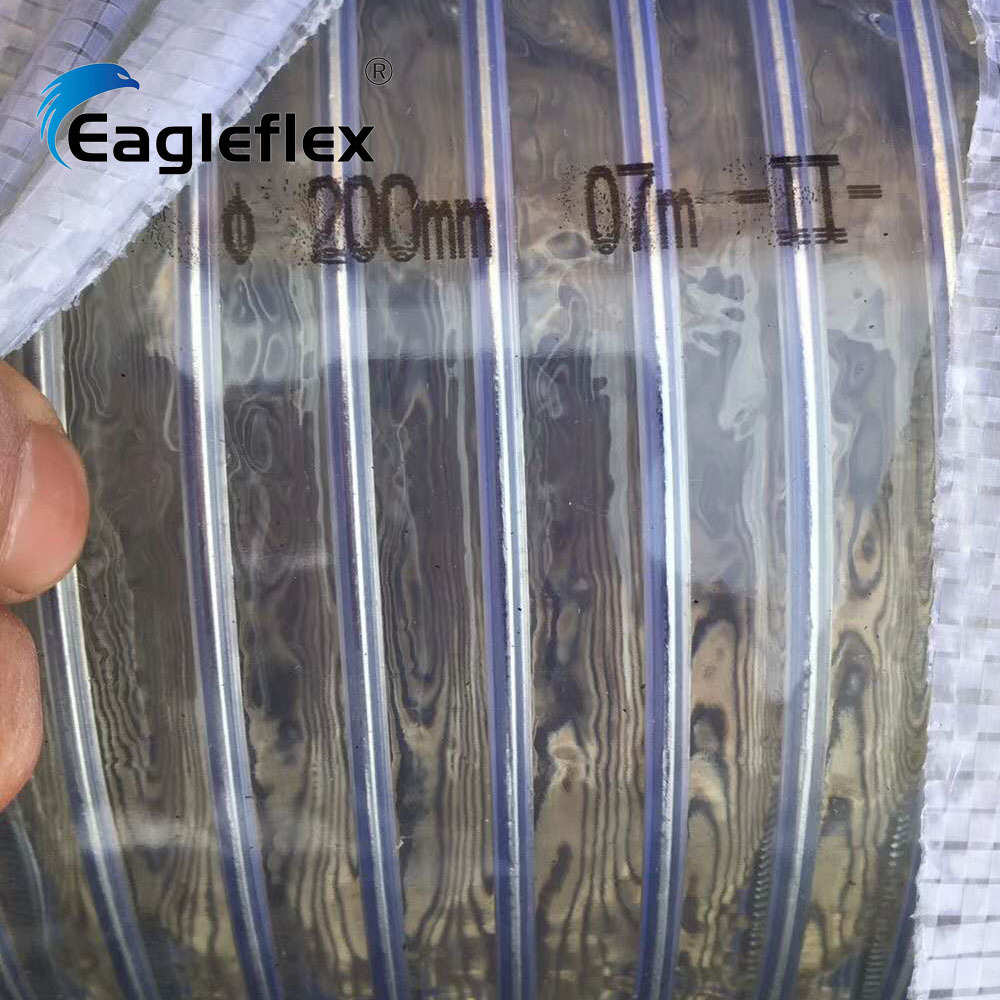 pvc钢丝管200mm抽送饲料透明防冻加厚大口径塑料耐腐蚀钢丝管