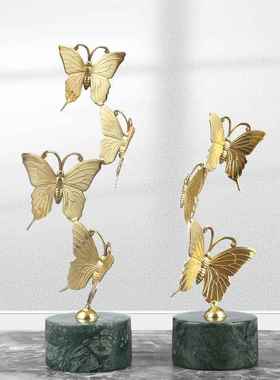 蝴蝶装饰摆件创意现代办公室桌面摆件家居装饰电视柜黄铜工艺摆件
