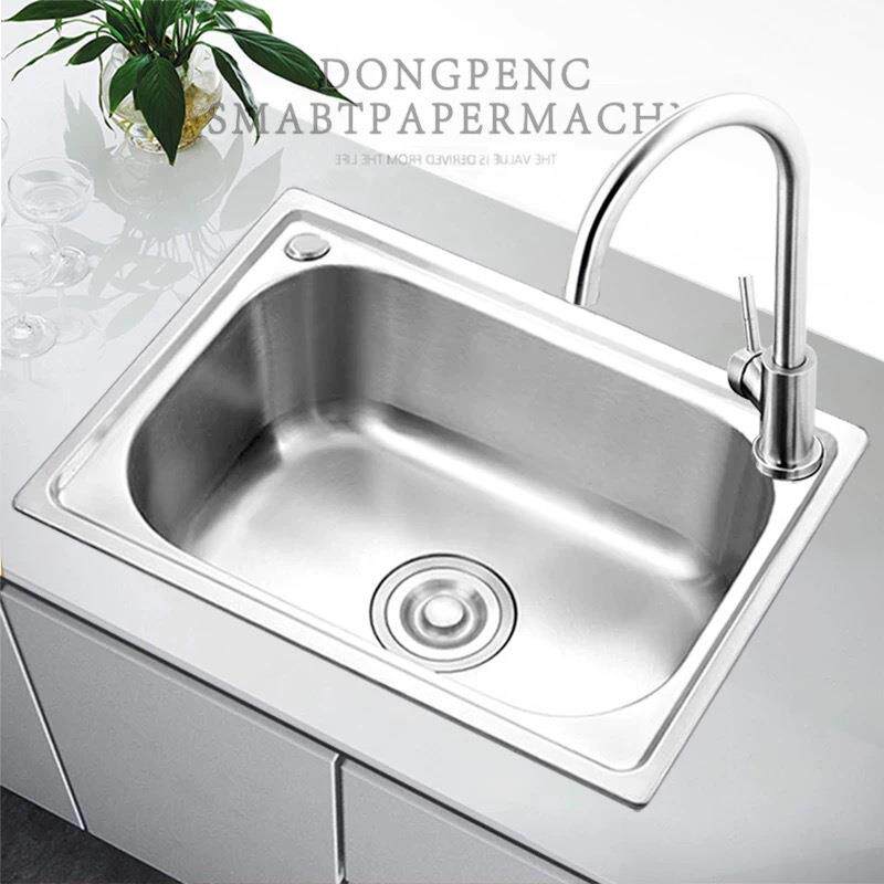 304不锈钢单槽洗菜盆厨房水槽拉丝一体式加厚洗手水池洗碗池