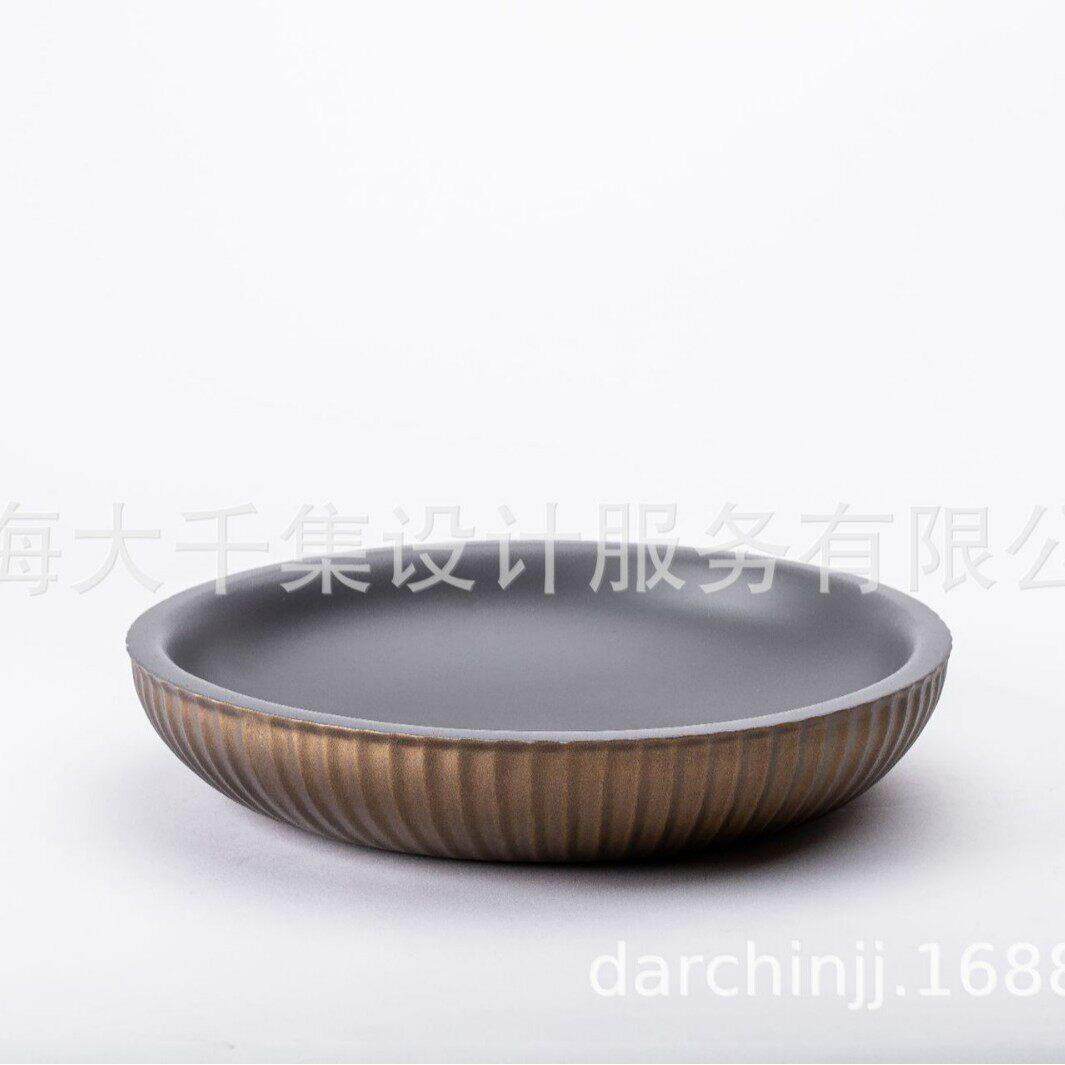 大千集现风格诧寂肌理果盘花器摆件样板间家居展厅装饰品