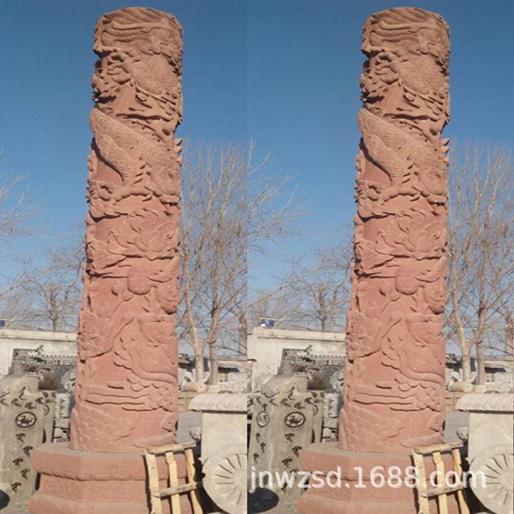 家祠石造龙纹柱子图片寺庙石材蟠龙柱雕刻厂景观汉白玉龙柱价钱