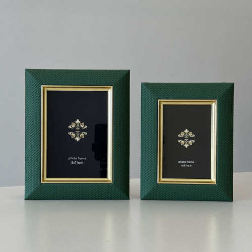 高端实木创意编织纹皮质相框样板房现代轻奢photo frame 金属相框