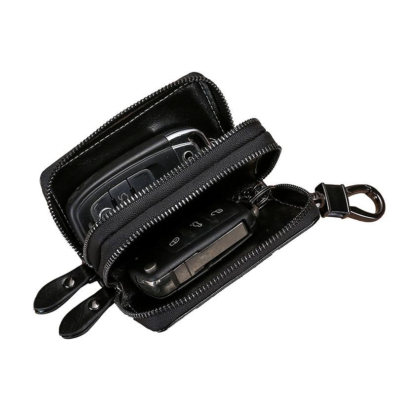 跨境货源新款双层拉链汽车钥匙包男女士多功能真皮锁匙包钥匙皮套