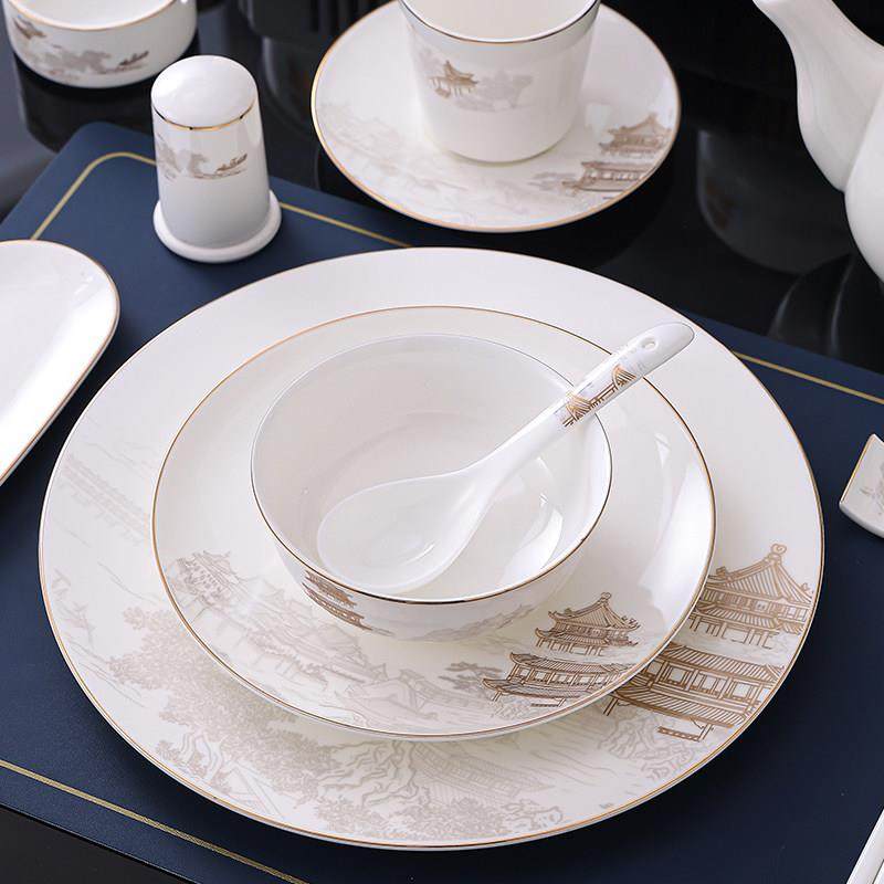 酒店用品摆台餐具套装四件套饭店餐厅厨房专用碗碟盘子LOGO定制,餐饮具,盘,淘宝优惠券,粉丝福利购,淘宝优惠卷