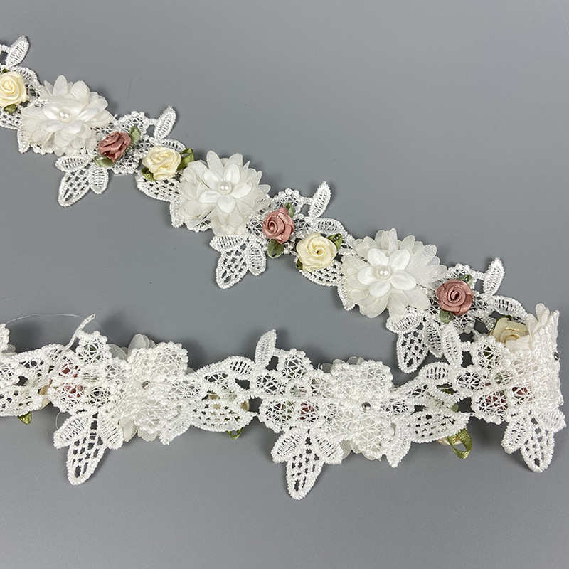 花边DIY装饰辅料花边精美蕾丝镂空花边辅料彩色水溶玫瑰刺绣花边