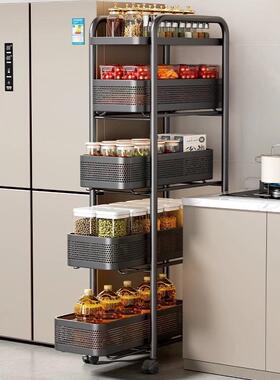 厨房夹缝置物架落地多功能抽拉篮架子小推车冰箱侧一体靠墙收纳柜