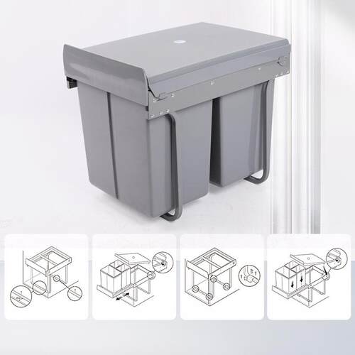 厨房分类圾桶4000柜体铁架2式L+2*SHUNDA-N10L嵌入三垃桶塑料阻尼