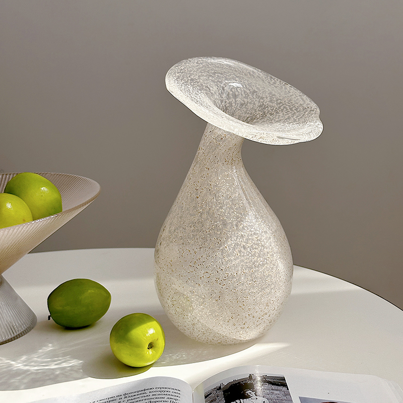 田园风格白色花朵透明玻璃花瓶法式浪漫风格郁金香插花水养花器小