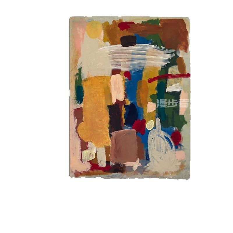网红手绘油画绚丽多彩玄关餐厅抽象挂画客厅沙发背景墙肌理装饰画