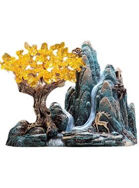 新中式高山流水家居摆件客厅玄关书房茶几电视柜装饰乔迁新居礼品