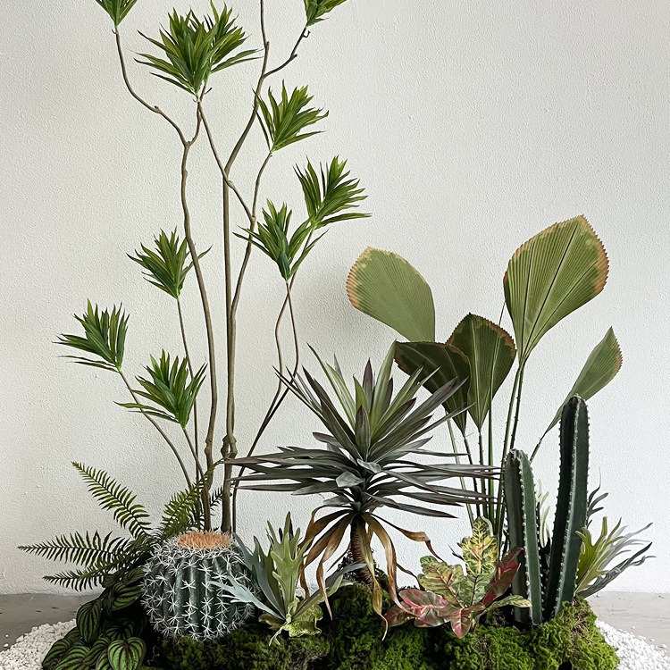 仿真植物百合竹盆栽大型假花绿植摆件室内橱窗装饰楼梯下景观造景