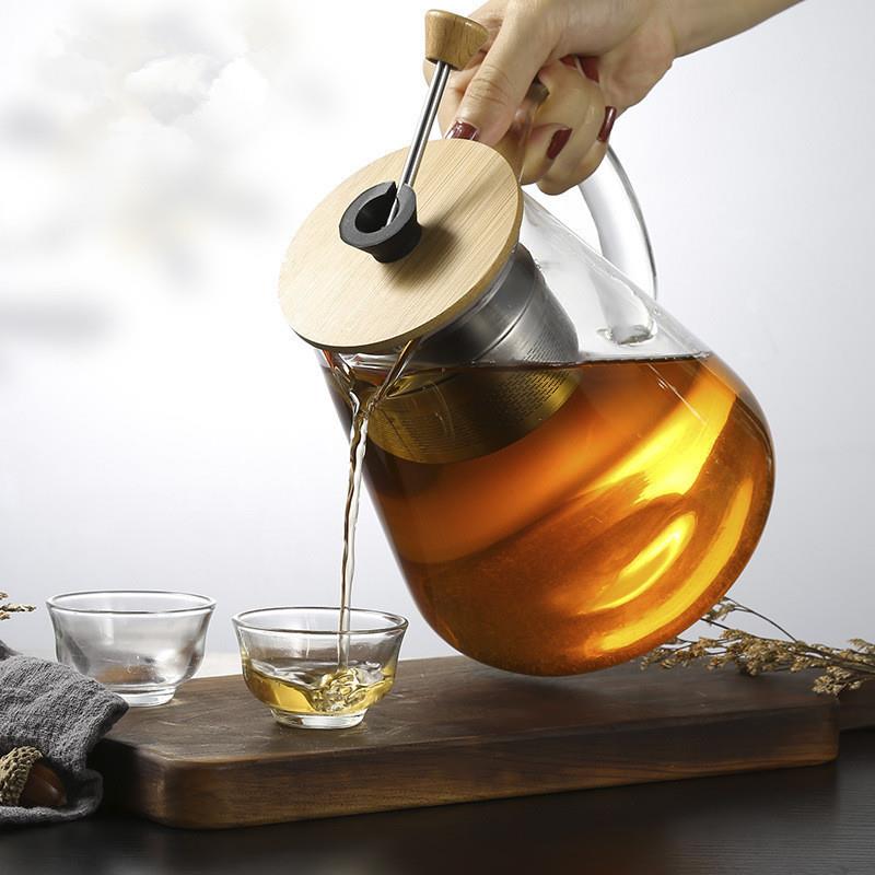 加厚高硼硅耐热玻璃茶壶可拆卸不锈钢过滤花茶壶泡茶壶可直火加热