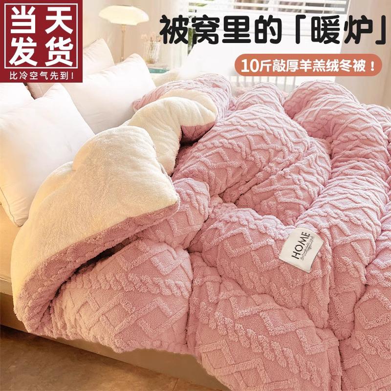 跨境冬季羊羔绒毛毯被子冬被加厚款塔芙绒加绒保暖被芯宿舍棉被褥