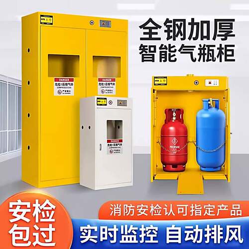 防爆气瓶柜安全柜实验室气体全钢双瓶液化瓦斯罐钢瓶乙炔氧气瓶柜