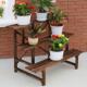 碳化防腐实木花架三层阶梯阳台置物架多层户外新中式 加固花盆架