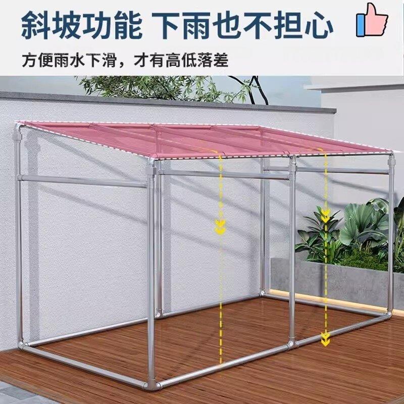 镀锌钢管车棚架晾衣架落地遮阳架鸡棚架防风简易棚搭建型葡萄架