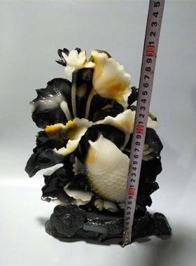 厂家直销寿山石独山玉福禄寿摆件树脂工艺品礼品年年有余家居摆件