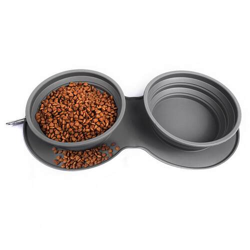Silicone Anti-Choke Dual Food Bowl, Foldable Multi-Function