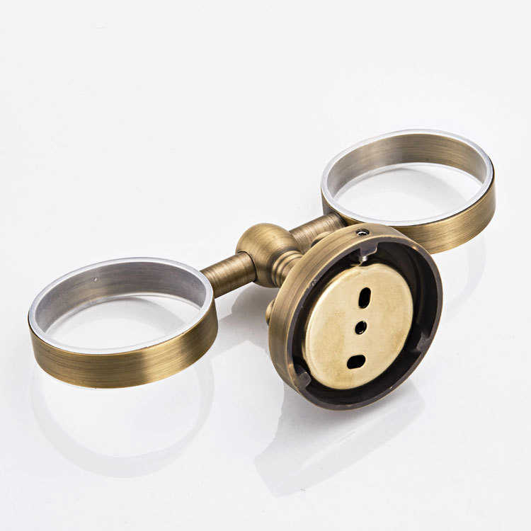 古铜色洁具圆漱口杯仿古新款双杯压花欧式架工艺贝供应底盘欧拉丝