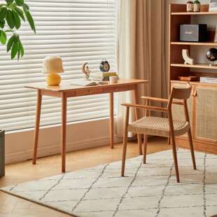 橡木樱桃木小户型电脑L& 实木书桌学生家用儿童写字桌北欧简约日式