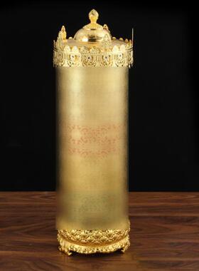 密宗纯铜电动事业法幢用品居家摆件圣大解脱顺滑静音转动