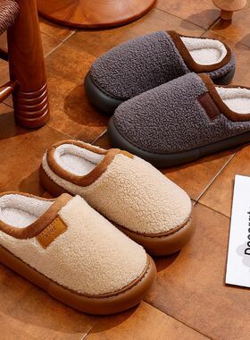 棉拖鞋女士冬季新款室内情侣家居厚底毛拖男成人冬天加绒防寒静音