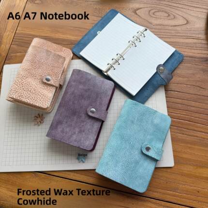 雾蜡mbox摔纹牛皮A6活页手账本A7简约一体真皮笔记本记事本日记本