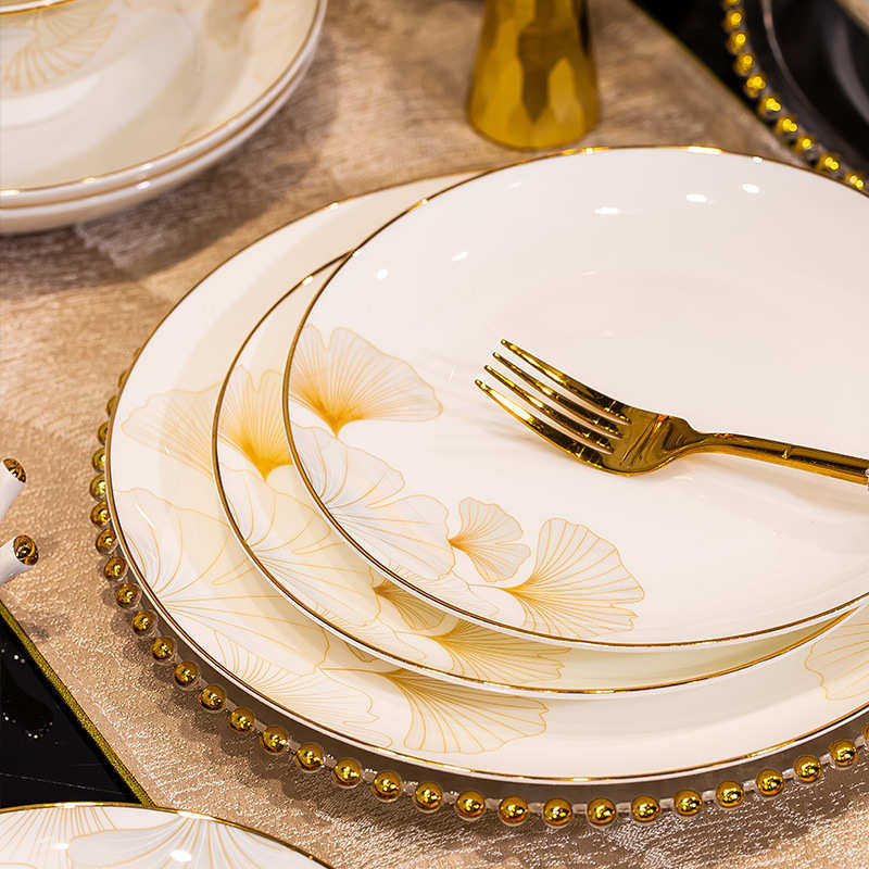 碗家用2024新款景德镇高档陶瓷轻奢简约碗盘骨瓷餐具套装乔迁礼品