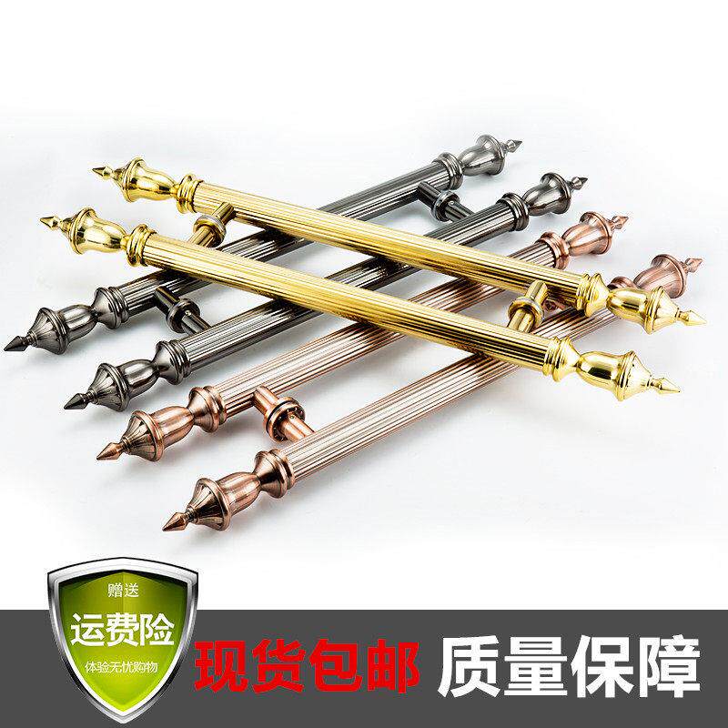 欧式玻璃把手不锈钢大门拉手欧式拉手直纹管钛金玫瑰金花头拉手