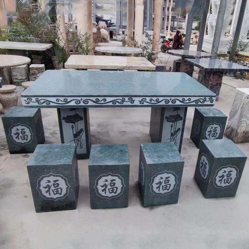 石桌茶台 花岗岩户外庭院石桌石凳 户外公园棋桌摆件庭院桌椅摆件