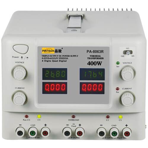 PINTECH品致PA-8063R ( 32V/6Ax2,5V/3A）三通道便携直流电源