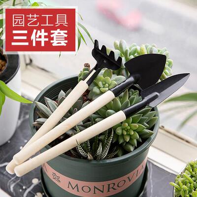 Set of Three Mini Gardening Tools: Small Trowel, Small Rake,