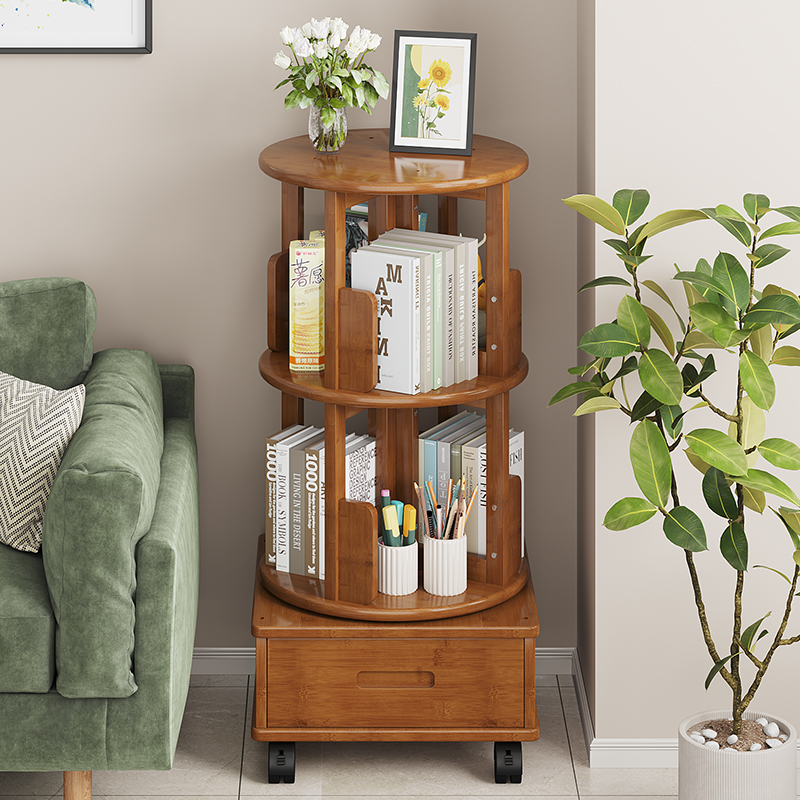 创意移动书架卧室带轮收纳轻奢书柜家用实木置物架客厅储物架儿童