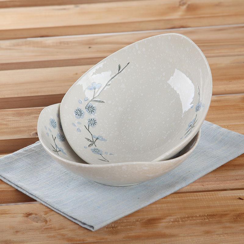 雪花瓷盘子陶瓷套装 日式韩式创意餐具泡菜碟 深盘餐盘汤盘寿司盘