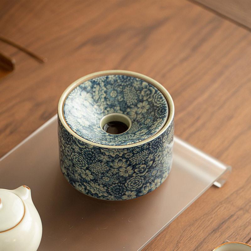 跨境景德镇仿古老陶泥茶渣缸陶瓷茶具茶具配件茶渣桶废茶缸建水茶