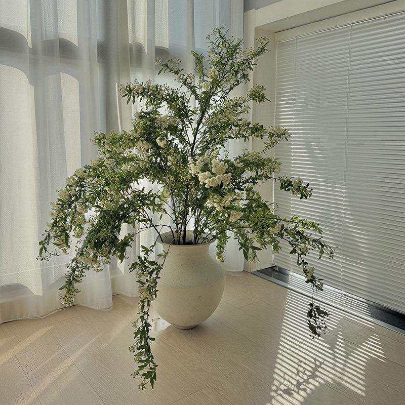 陶花瓶复古陶罐侘寂中古陶器9040土陶瓷花摆件白色绿植插花日粗式