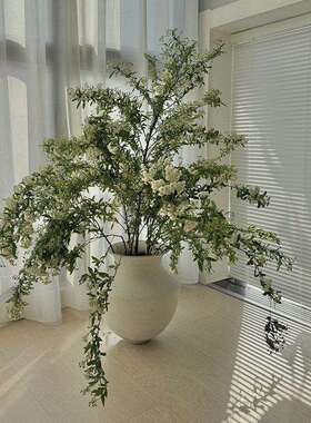 陶花瓶复古陶罐侘寂中古陶器9040土陶瓷花摆件白色绿植插花日粗式
