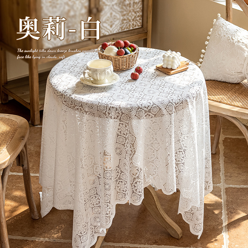 ins正方形床头柜跨境蕾丝桌布