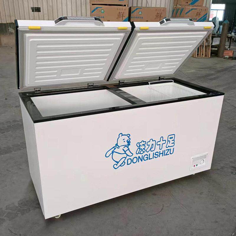 卧式冰柜商用大容量制冰机冰箱家用冷冻保鲜双温冷柜铜管制冷展示