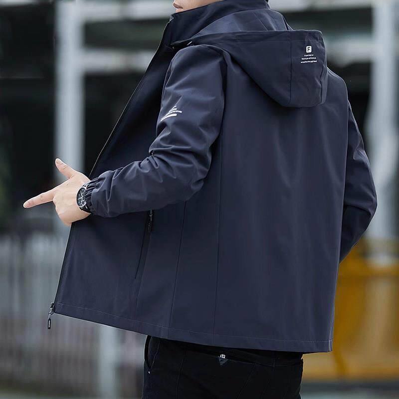 高端夹克外套男春秋季2025年新款潮牌休闲工装连帽防水冲锋衣男款