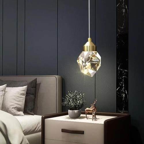 轻水奢床头灯卧室晶极灯现代简约创意个性53过道走吊廊简单头小吊