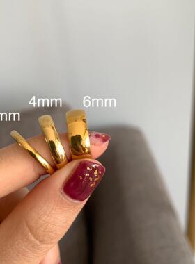 Gold stainless steel ring不锈钢素圈情侣戒指金色不锈钢手饰潮